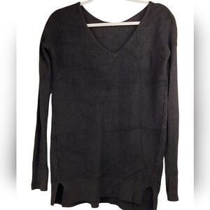 Lululemon The Sweater Life Charcoal Gray V-Neck Knit Sweater Medium Cozy